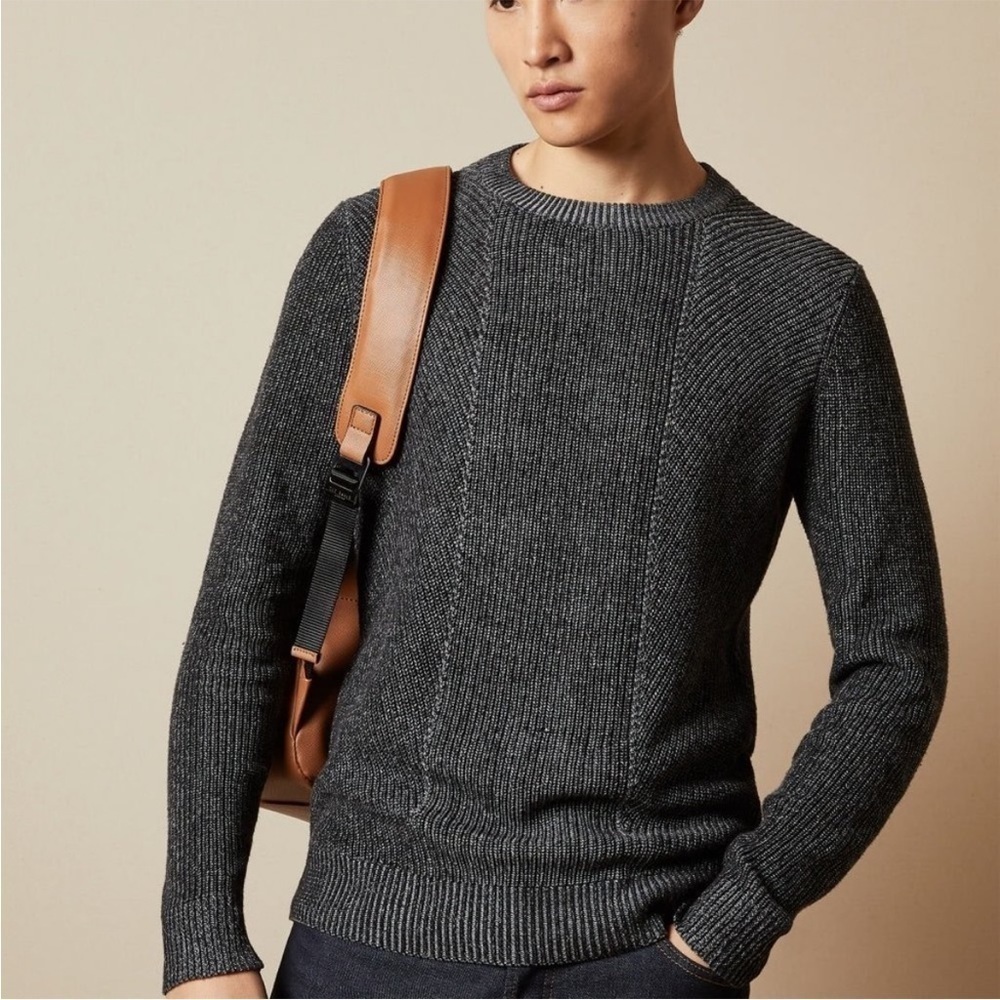 TED BAKER London Ribbed Mixme Knit Pullover Sweater  Crew Neck Size 6/XXL
